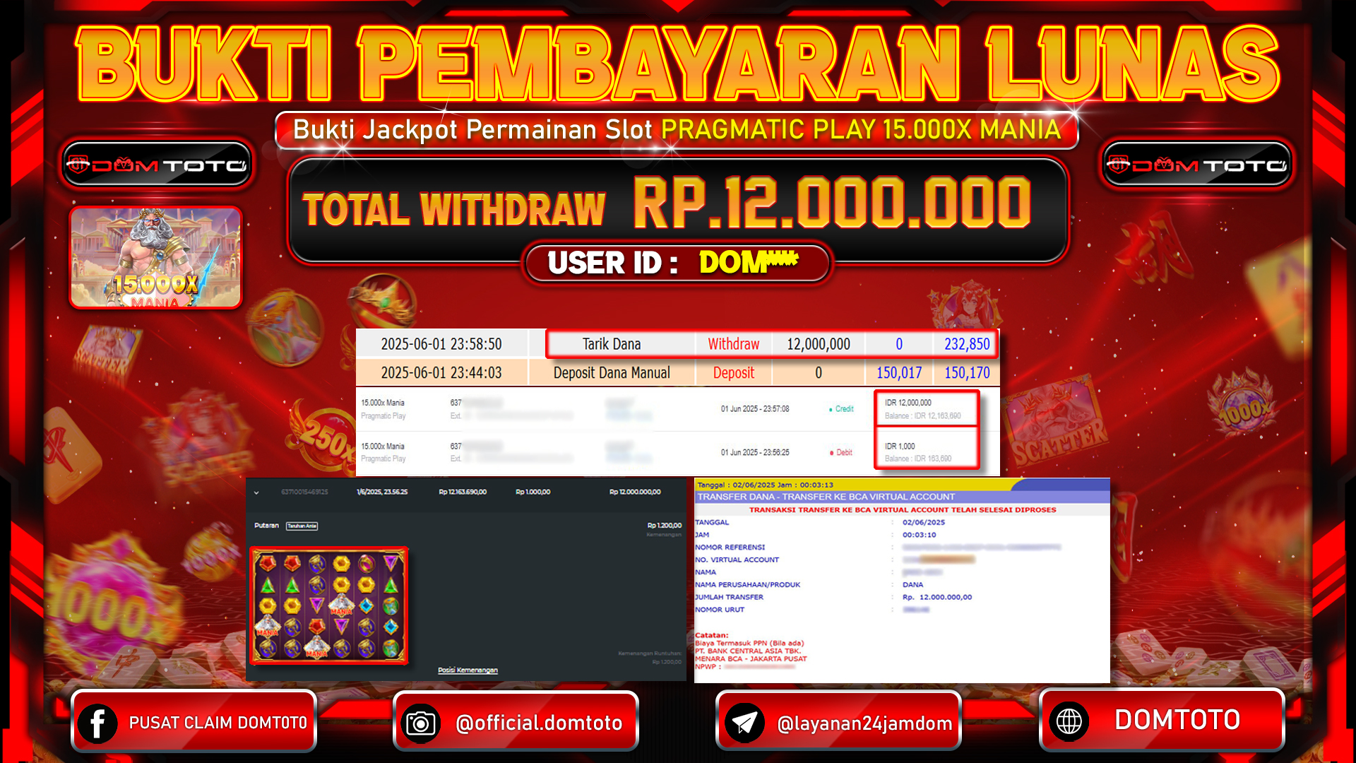 JACKPOT SLOT 15.000x MANIA 02 JUNI 2025
